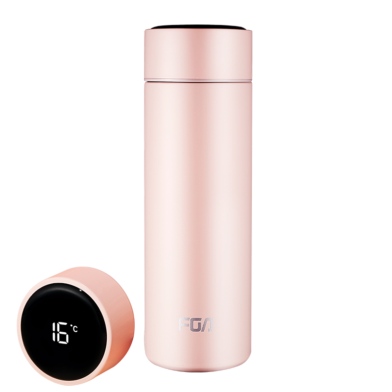 富光显温保温杯 316不锈钢内胆 男女士水杯泡茶杯子学生喝水茶杯子 豆沙色